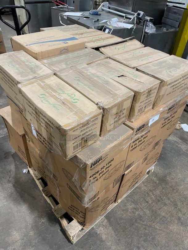 All New In The Box! Mixed Pallet! HFA Commercial Aluminum 6 Inch Pie Pans! With Green Wave International Heavy Weight, 100% Compostable CPLA Cutlery Knifes! With Hoffmaster 2 Ply 15"x17" Dinner Napkins! 75X Your Bid! - Image 14 of 14