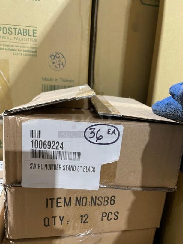All New In The Box! Mixed Pallet! Environ Compostable 12oz. Kraft Hot Cups! With 100% Compostable Heavyweight Cutlery Knifes! With American Metalcraft 6" Black Swirl Base Card/Number Holders! With Cambro 1/9 Size Food Pan Covers! With American Metalcraft White Rolled Rim 8oz. Oblong Vintage Enamelware Bowls With Blue Rims! 30X Your Bid! - Image 8 of 12