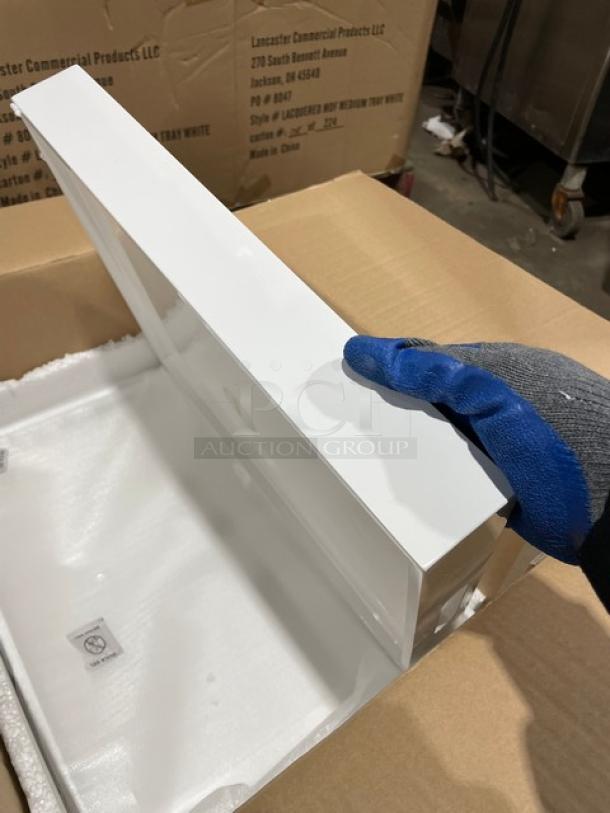 New In The Box! Lancaster Commercial Products Wescon Series White Lacquered MDF Medium Size Serving Trays! Model: 0911001WHT6! 30X Your Bid! - Image 6 of 11