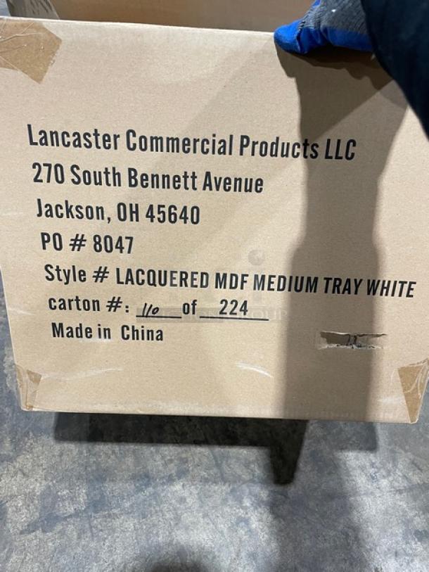 New In The Box! Lancaster Commercial Products Wescon Series White Lacquered MDF Medium Size Serving Trays! Model: 0911001WHT6! 30X Your Bid! - Image 10 of 11