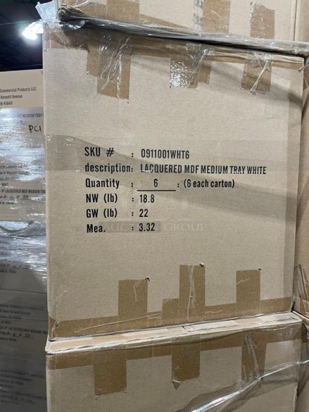 New In The Box! Lancaster Commercial Products Wescon Series White Lacquered MDF Medium Size Serving Trays! Model: 0911001WHT6! 30X Your Bid! - Image 6 of 12