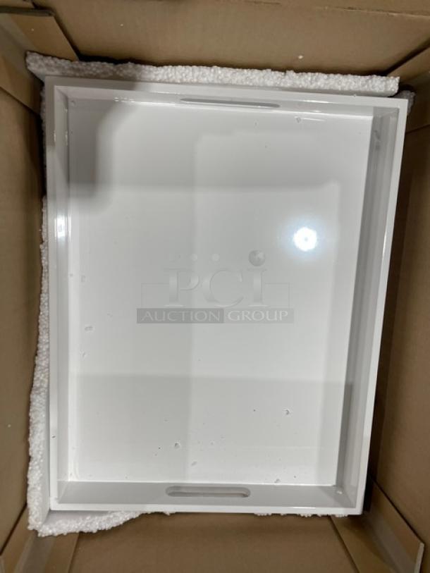New In The Box! Lancaster Commercial Products Wescon Series White Lacquered MDF Medium Size Serving Trays! Model: 0911001WHT6! 30X Your Bid! - Image 7 of 12