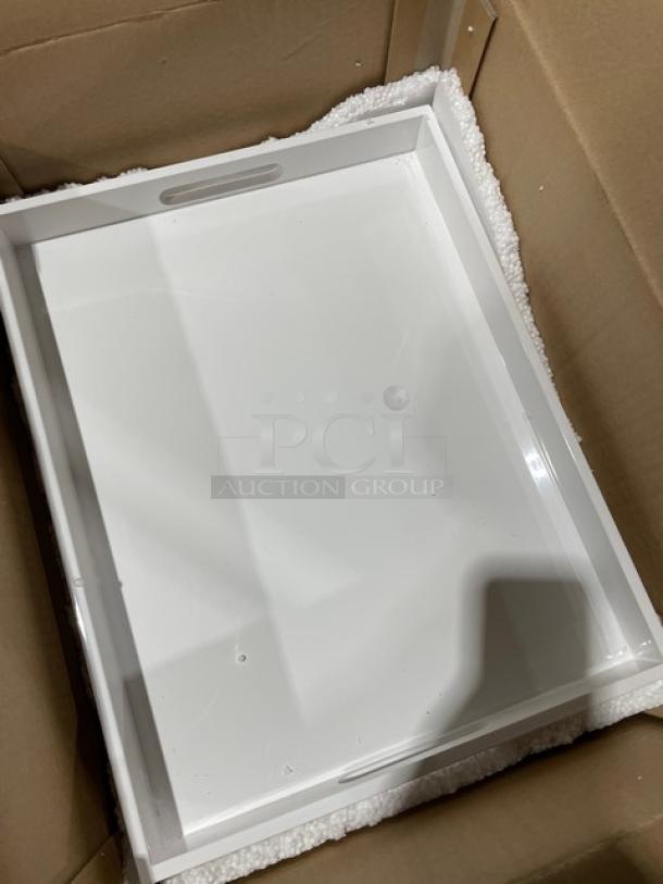 New In The Box! Lancaster Commercial Products Wescon Series White Lacquered MDF Medium Size Serving Trays! Model: 0911001WHT6! 30X Your Bid! - Image 7 of 12