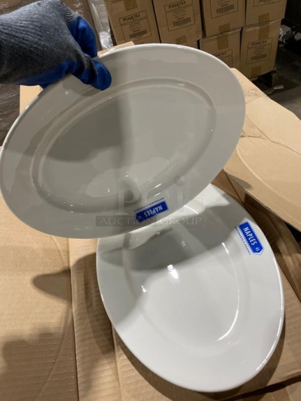 New In The Box! Tuxton Naples 45 Ristorante E Pizzeria Series Eggshell High Quality Oval Dinnerware Platters! 22X Your Bid! - Image 11 of 14