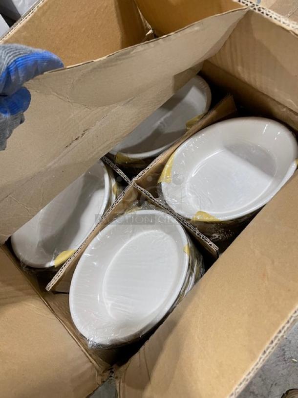 All New In The Box! High Quality Mixed Pallet! Oneida Oval 20oz. Bone White Porcelain Tundra Bakers Dish! With American Metalcraft Round 1.1oz. White Porcelain Sauce/Seasoning Dish! With WNA Yellow Medium Well 1-3/4" Steer Steak Markers! With CAC China 5 1/2" Round Amercian White Stoneware (Ceramic) Coupe Plates! With Dudson Evo Pearl 11.5" White Stoneware Deep Plates!  35X Your Bid! - Image 6 of 14