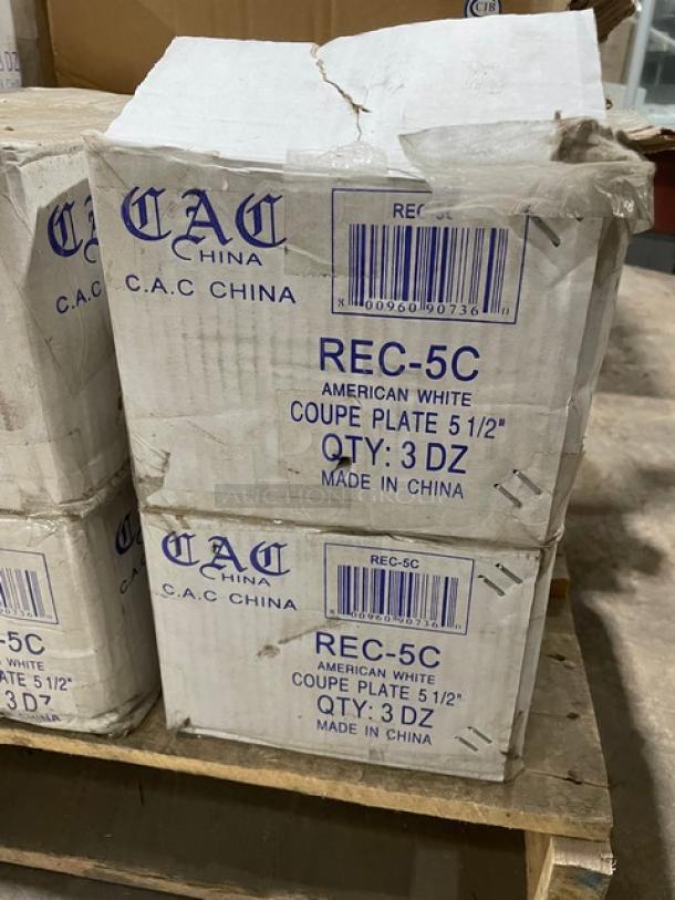 All New In The Box! High Quality Mixed Pallet! Oneida Oval 20oz. Bone White Porcelain Tundra Bakers Dish! With American Metalcraft Round 1.1oz. White Porcelain Sauce/Seasoning Dish! With WNA Yellow Medium Well 1-3/4" Steer Steak Markers! With CAC China 5 1/2" Round Amercian White Stoneware (Ceramic) Coupe Plates! With Dudson Evo Pearl 11.5" White Stoneware Deep Plates!  35X Your Bid! - Image 11 of 14