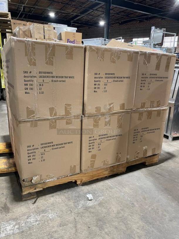 New In The Box! Lancaster Commercial Products Wescon Series White Lacquered MDF Medium Size Serving Trays! Model: 0911001WHT6! 12X Your Bid! - Image 3 of 12