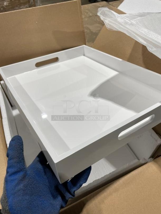 New In The Box! Lancaster Commercial Products Wescon Series White Lacquered MDF Medium Size Serving Trays! Model: 0911001WHT6! 12X Your Bid! - Image 7 of 12
