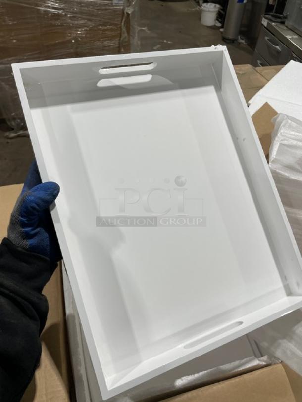 New In The Box! Lancaster Commercial Products Wescon Series White Lacquered MDF Medium Size Serving Trays! Model: 0911001WHT6! 12X Your Bid! - Image 10 of 12