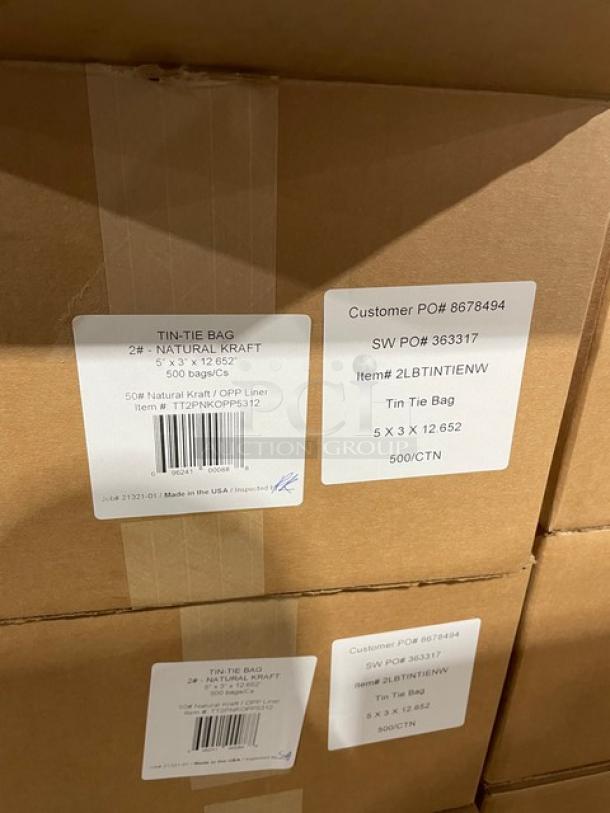 New In The Box! Natural Brown Kraft Tin Tie Bags! With OPP Liner! 30X Your Bid! - Image 9 of 9