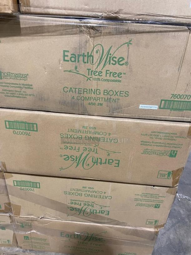 All New In The Box! Mixed Pallet! Luigi Bormioli Palace Series 11oz High-Tech Blown Lead-Free Crystal White Wine Glasses! With Hoffmaster Earth Wise Tree Free Series 100% Compostable 4-Compartment Catering Boxes! With TableCraft 3-Piece Fold-A-Way Reversable Black Riser Sets! With Frost Clear Super Wave Frosted Bags 18x15+6! With Eco Bamboo Ware 13.75x9.9 Rectangular Malibu Serving Trays! 31X Your Bid! - Image 3 of 11