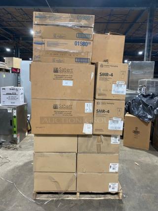 All New in The Box! Mixed Pallet! Sabert Square 12oz Clear Bowl Combo! With Graphic Packaging 04 Oz. Paper Hot Cups! With American Package Company Standard 4x4 Kraft Coasters! With Verterra LNR-15x11! With Hoffmaster Red Beverage Napkins! With Cambro 9 1/2" Round Camwear Plate Covers! With Douglas Stephen 18" Stakmate Trays! With Scott Toilet Paper Rolls! 53X Your Bid!