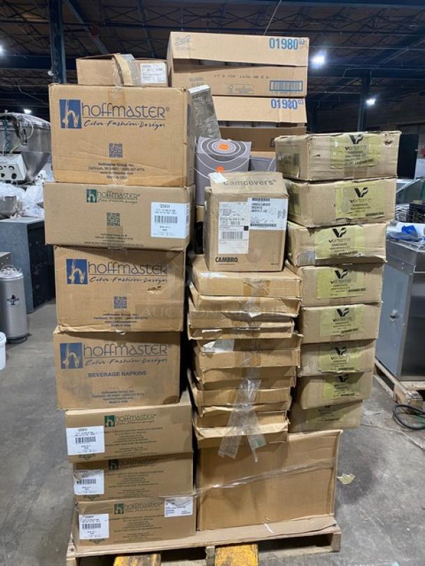 All New in The Box! Mixed Pallet! Sabert Square 12oz Clear Bowl Combo! With Graphic Packaging 04 Oz. Paper Hot Cups! With American Package Company Standard 4x4 Kraft Coasters! With Verterra LNR-15x11! With Hoffmaster Red Beverage Napkins! With Cambro 9 1/2" Round Camwear Plate Covers! With Douglas Stephen 18" Stakmate Trays! With Scott Toilet Paper Rolls! 53X Your Bid! - Image 3 of 13