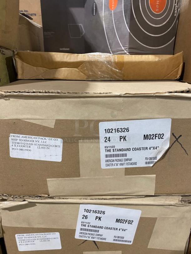 All New in The Box! Mixed Pallet! Sabert Square 12oz Clear Bowl Combo! With Graphic Packaging 04 Oz. Paper Hot Cups! With American Package Company Standard 4x4 Kraft Coasters! With Verterra LNR-15x11! With Hoffmaster Red Beverage Napkins! With Cambro 9 1/2" Round Camwear Plate Covers! With Douglas Stephen 18" Stakmate Trays! With Scott Toilet Paper Rolls! 53X Your Bid! - Image 7 of 13