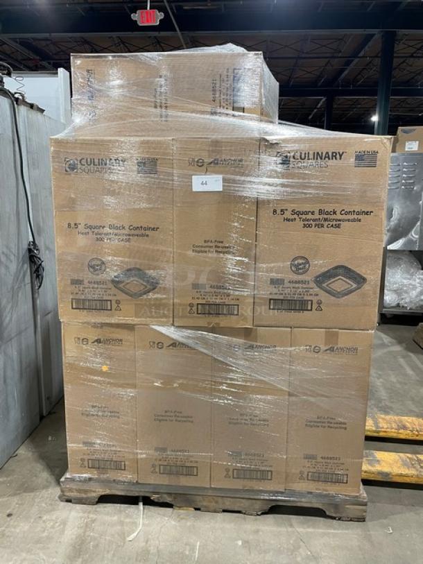 New In The Box! Culinary Squares Commercial 8.5" Square Black Heat Tolerant/Microwavable Food Containers! 20X Your Bid! - Image 1 of 8