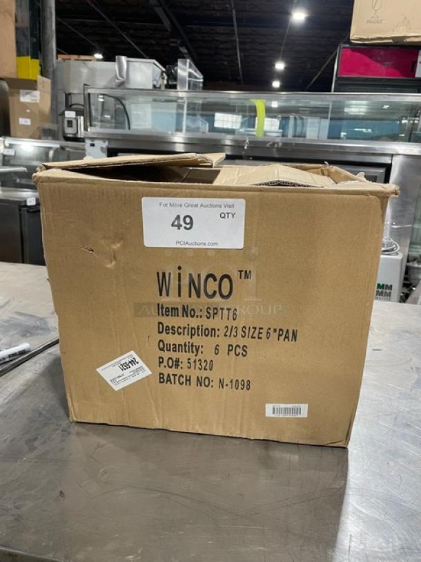 New In The Box! Winco Commercial Stainless Steel 6pc Steamtable/Hotel Pans! Model: SPTT6! - Image 1 of 7
