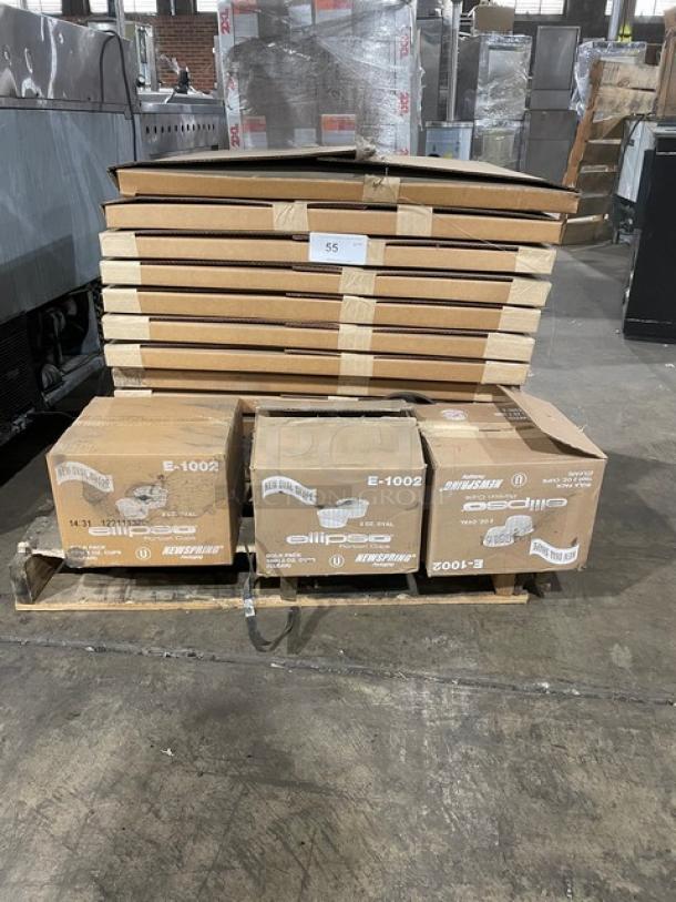 All New In The Box! Mixed Pallet! NewSpring Ellipso 2oz Clear Oval Souffle/Portion Cups! With 26"x26" Tabletop Sheets! 16X Your Bid! - Image 1 of 8