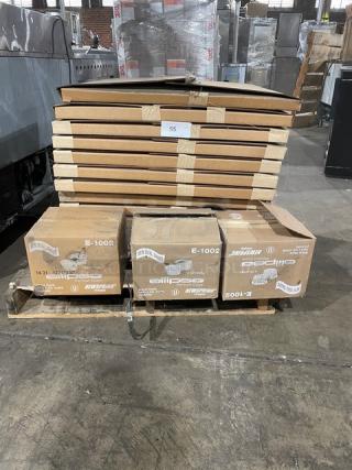 All New In The Box! Mixed Pallet! NewSpring Ellipso 2oz Clear Oval Souffle/Portion Cups! With 26"x26" Tabletop Sheets! 16X Your Bid!