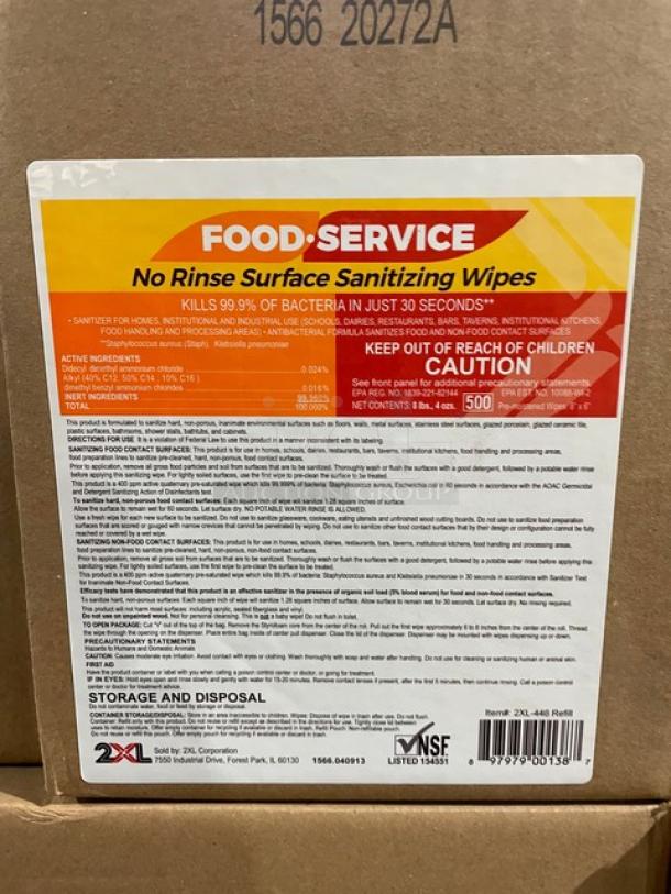 New In The Box! 2XL Commercial Food Service No Rinse Surface Sanitizing Wipes! Model: 2XL446! 44X Your Bid! - Image 5 of 9