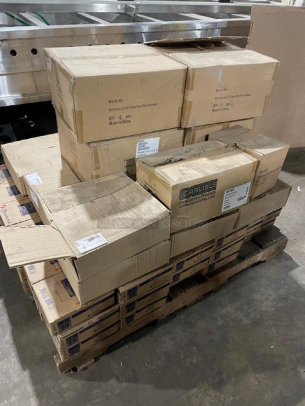 All New In The Box! High Quality Mixed Pallet! Carlisle Commercial 8oz Black Melamine Molcajete Ramekin Bowls! With Fortessa 7" Dishwasher Safe Cloche, Fits 10.75" Bone China Plates! With Figgjo Norway Handled Base Plates! With Paşabahçe Vintage Timeless 2oz Shot Glasses! 107X Your Bid! - Image 2 of 9