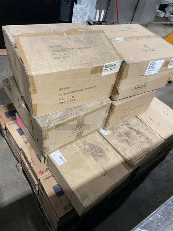 All New In The Box! High Quality Mixed Pallet! Carlisle Commercial 8oz Black Melamine Molcajete Ramekin Bowls! With Fortessa 7" Dishwasher Safe Cloche, Fits 10.75" Bone China Plates! With Figgjo Norway Handled Base Plates! With Paşabahçe Vintage Timeless 2oz Shot Glasses! 107X Your Bid! - Image 4 of 9