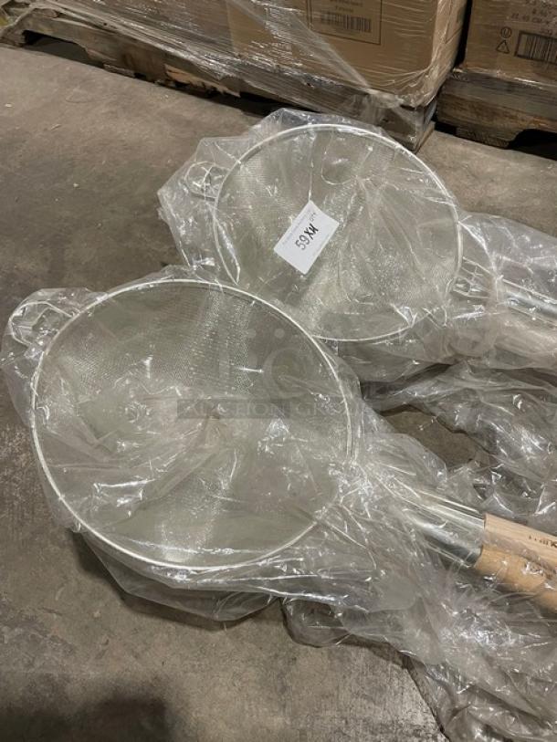 New! Winco Commercial Round Mesh Strainer! With Wooden Handle! 4x Your Bid! - Image 2 of 5
