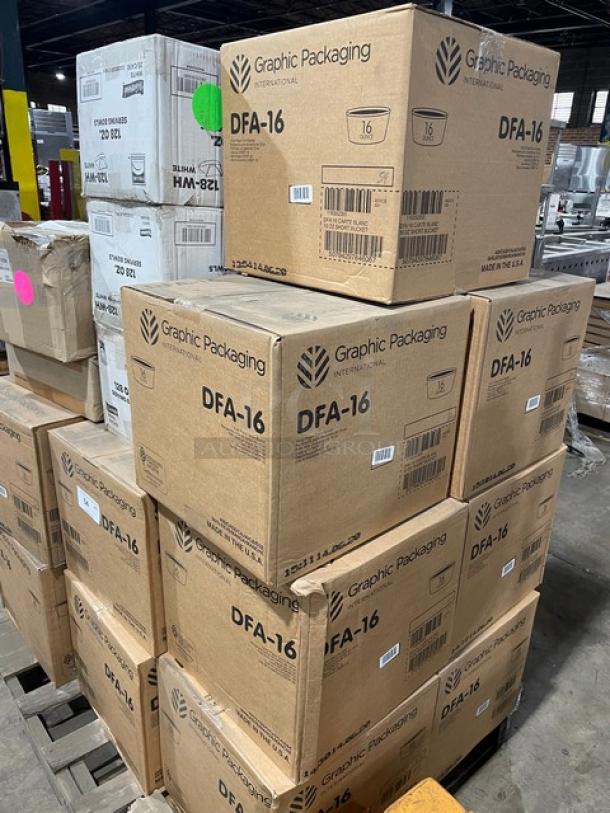 All New In The Box! Mixed Pallet! Graphic Packaging International 16oz Paper Short Buckets! With Fineline Wavetrends 128oz White Polystyrene Serving Bowls! With 8-1/4x5" Dry Wax Sheets! 24X Your Bid! - Image 2 of 7