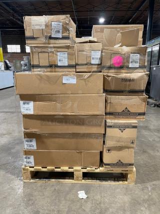 All New In The Box! Mixed Pallet! The Dudson Group Pearl White Round Footed Bowls! With Douglas Stephen Plastics 15" Black Oval Embassy Bowls! With Douglas Stephen Plastics 24oz Black Bowl/Dome Combos! With WNA Well Done 1-3/4" Tan Steer Steak Markers! With The Dudson Group Evo Granite 11.5" Deep Plates! With Flyer Large 12" Slate Serving & Display Trays! 41X Your Bid!