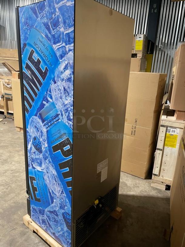 Brand New! Imbera! Late Model 2023! Commercial Single Glass Door Reach In Refrigerator Merchandiser! With Poly Coated Wire Racks! Model: G319 R2 SN: A53230302556! 115V! With Legs! - Image 3 of 9