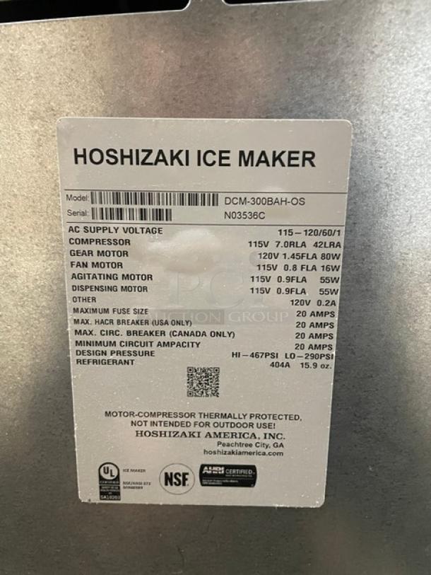 New! Scratch-N-Dent! Hoshizaki Commercial Stainless Steel Opti-Serve Countertop Nugget Ice Making Machine! With Water Dispenser! Model: DCM-300BAH-OS SN: N03536C! 115V 1 Phase! - Image 7 of 12