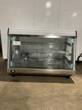New! Scratch-N-Dent! Marchia Commercial Stainless Steel 34" Heated Countertop Display/Showcase! With Front & Rear Sliding Glass Doors! With Chrome Plated Wire Racks! Model: SHCC136! 110-120V! On Legs!