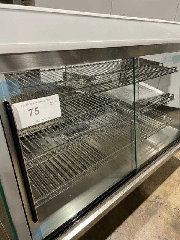 New! Scratch-N-Dent! Marchia Commercial Stainless Steel 34" Heated Countertop Display/Showcase! With Front & Rear Sliding Glass Doors! With Chrome Plated Wire Racks! Model: SHCC136! 110-120V! On Legs! - Image 5 of 10