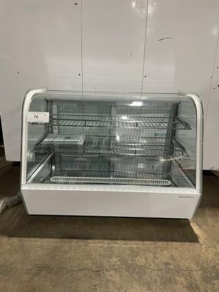 New! Scratch-N-Dent! Marchia Commercial White 36" Refrigerated Curved Glass Bakery Display Case! With LED Lighting! With Adjustable Wire Racks! With Rear Sliding Glass Doors! Model: MDC161! 110-120V!