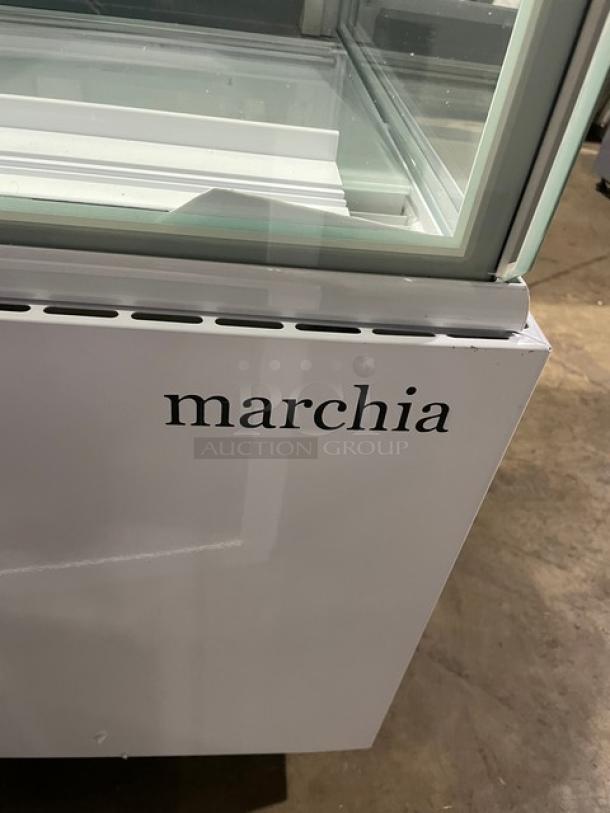 New! Scratch-N-Dent! Marchia Commercial White 36" Curved Glass Refrigerated Bakery Display Case! With Adjustable Glass Shelves! With LED Lighting! With Rear Hinged Reach In Doors! Model: MB36-W! 110-120V! On Casters! - Image 11 of 11