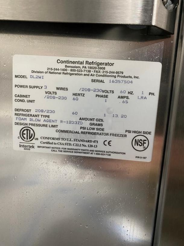 New! Scratch-N-Dent! Continental Commercial Stainless Steel Full Height Insulated Roll In Heated Cabinet/Hot Food Warmer! With Lock & Keys! Model: DL2WI SN:16357504! 208-230V 1 Phase! - Image 12 of 12