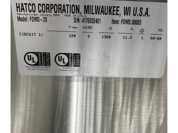 New! Scratch-N-Dent! Hatco! 2024!  Flav-R-Fresh Series Commercial Countertop 2 Door Heated Display Cabinet! With Tempered Glass Sides! With Humidity Control! With Multi-Purpose Rack! Model: FDWD-2X SN: 4176932401! 120V 1 Phase! With Legs! - Image 9 of 9