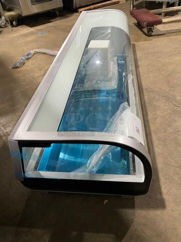 New! Scratch-N-Dent! Marchia Commercial Stainless Steel 53" Refrigerated 5-Pan Sushi Display/Showcase! With LED Lights! With Rear Sliding Glass Doors! With New Steam Table/Hotel Pans! Model: MSU150S! 110-120V! On Legs! - Image 4 of 10