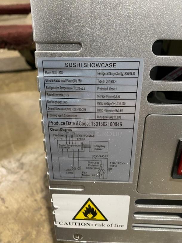 New! Scratch-N-Dent! Marchia Commercial Stainless Steel 53" Refrigerated 5-Pan Sushi Display/Showcase! With LED Lights! With Rear Sliding Glass Doors! With New Steam Table/Hotel Pans! Model: MSU150S! 110-120V! On Legs! - Image 7 of 10
