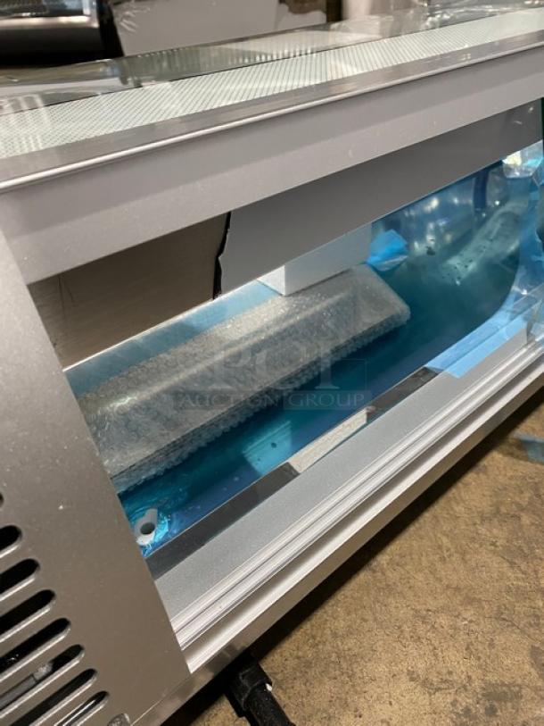 New! Scratch-N-Dent! Marchia Commercial Stainless Steel 53" Refrigerated 5-Pan Sushi Display/Showcase! With LED Lights! With Rear Sliding Glass Doors! With New Steam Table/Hotel Pans! Model: MSU150S! 110-120V! On Legs! - Image 8 of 10