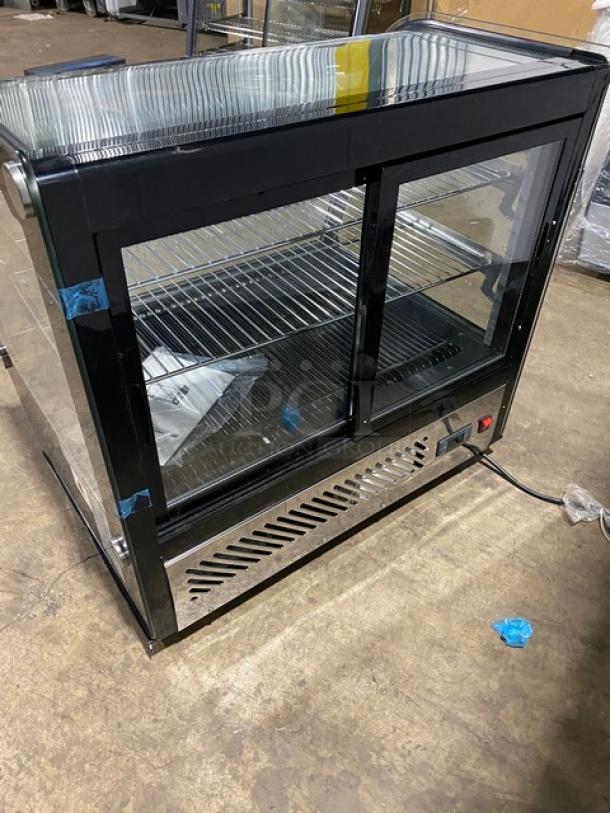 New! Scratch-N-Dent! Marchia Commercial Stainless Steel 28" Countertop Refrigerated Curved Glass Bakery Display/Showcase! With LED Lighting! With Adjustable Wire Racks! With Rear Sliding Glass Doors! Model: MDC121! 110-120V! On Legs! - Image 3 of 10