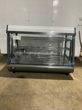 New! Scratch-N-Dent! Marchia Commercial Stainless Steel 36" Countertop Heated Display/Showcase! With Front & Back Sliding Glass Doors! With LED Lighting! With Tempered Glass! With Adjustable Chrome Plated Wire Racks! Model: MHCC136! 110-120V! On Legs!