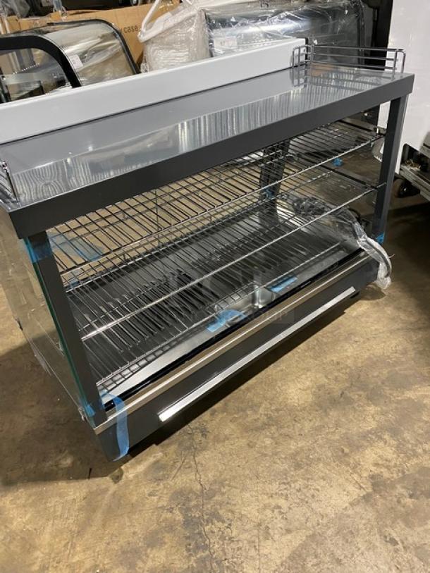 New! Scratch-N-Dent! Marchia Commercial Stainless Steel 36" Countertop Heated Display/Showcase! With Front & Back Sliding Glass Doors! With LED Lighting! With Tempered Glass! With Adjustable Chrome Plated Wire Racks! Model: MHCC136! 110-120V! On Legs! - Image 3 of 10