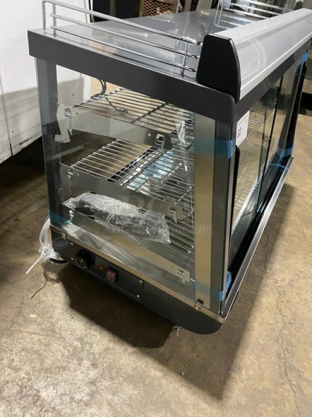 New! Scratch-N-Dent! Marchia Commercial Stainless Steel 36" Countertop Heated Display/Showcase! With Front & Back Sliding Glass Doors! With LED Lighting! With Tempered Glass! With Adjustable Chrome Plated Wire Racks! Model: MHCC136! 110-120V! On Legs! - Image 4 of 10