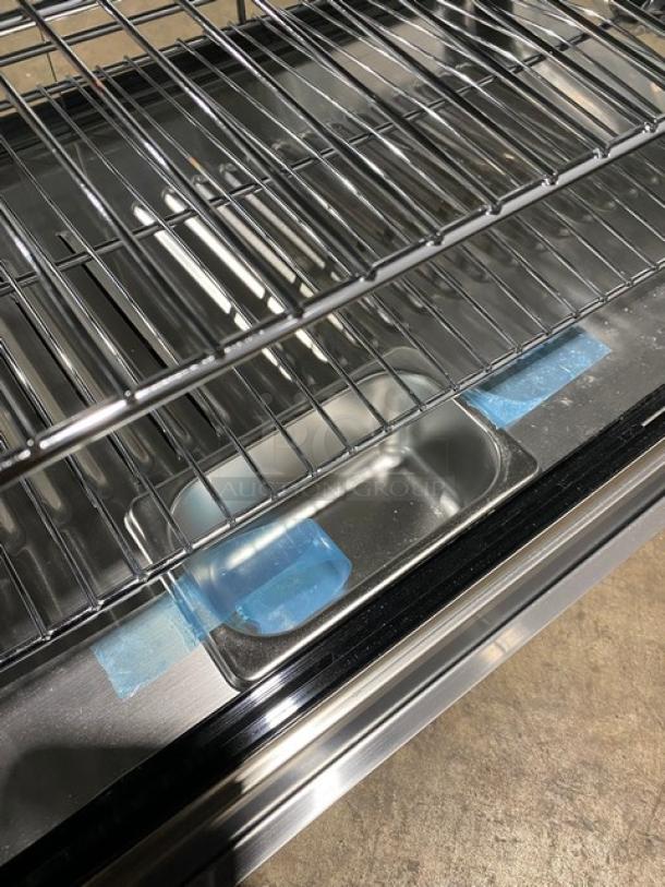 New! Scratch-N-Dent! Marchia Commercial Stainless Steel 36" Countertop Heated Display/Showcase! With Front & Back Sliding Glass Doors! With LED Lighting! With Tempered Glass! With Adjustable Chrome Plated Wire Racks! Model: MHCC136! 110-120V! On Legs! - Image 6 of 10