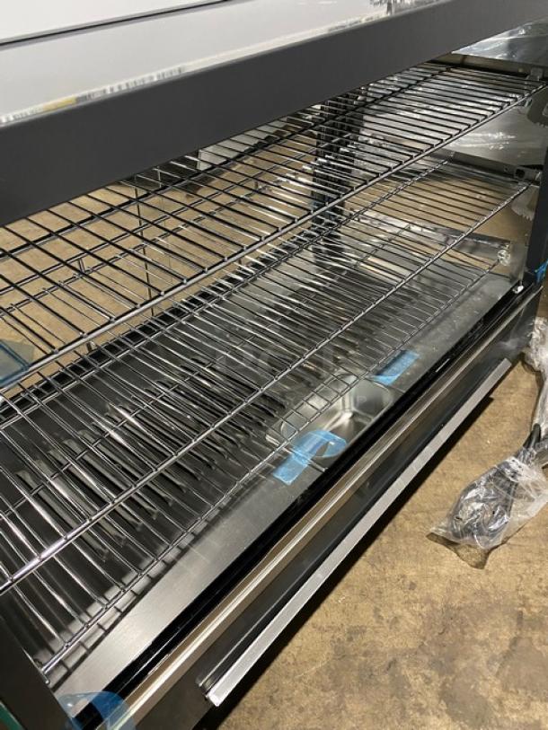 New! Scratch-N-Dent! Marchia Commercial Stainless Steel 36" Countertop Heated Display/Showcase! With Front & Back Sliding Glass Doors! With LED Lighting! With Tempered Glass! With Adjustable Chrome Plated Wire Racks! Model: MHCC136! 110-120V! On Legs! - Image 7 of 10