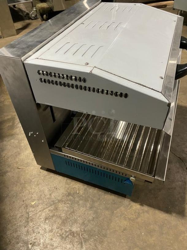 New! Scratch-N-Dent! Cookline! 2023! Commercial Stainless Steel Electric Powered 28" Countertop Salamander! With Adjustable Cooking Clearance! With Cool-To-The-Touch Handle! With Drip Tray & Cooking Grate! Model: ES-28 SN: 2302028134! 240V! On Legs! - Image 4 of 10