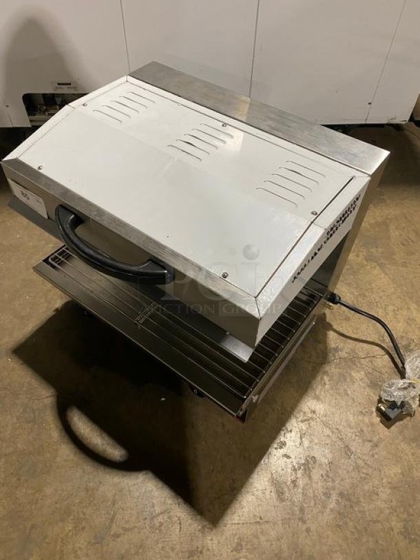 New! Scratch-N-Dent! Cookline! 2023! Commercial Stainless Steel Electric Powered 28" Countertop Salamander! With Adjustable Cooking Clearance! With Cool-To-The-Touch Handle! With Drip Tray & Cooking Grate! Model: ES-28 SN: 2302028134! 240V! On Legs! - Image 10 of 10