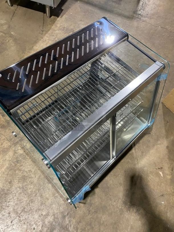 New! Scratch-N-Dent! Marchia Commercial Stainless Steel 27" Countertop Slanted Glass Heated Display/Showcase! With Front & Rear Sliding Glass Doors! With Adjustable Chrome Plated Wire Racks! Model: MHC125! 110-120V! On Legs! - Image 11 of 11