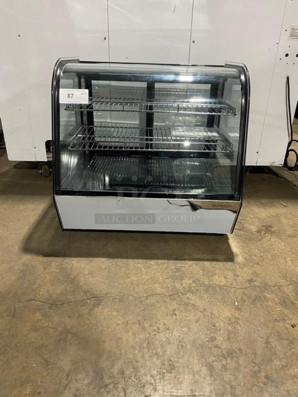 New! Scratch-N-Dent! Marchia Commercial Stainless Steel 28" Countertop Refrigerated Curved Glass Bakery Display/Showcase! With LED Lighting! With Adjustable Wire Racks! With Rear Sliding Glass Doors! Model: MDC121! 110-120V! On Legs! - Image 1 of 10
