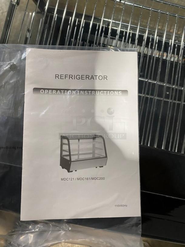 New! Scratch-N-Dent! Marchia Commercial Stainless Steel 28" Countertop Refrigerated Curved Glass Bakery Display/Showcase! With LED Lighting! With Adjustable Wire Racks! With Rear Sliding Glass Doors! Model: MDC121! 110-120V! On Legs! - Image 7 of 10